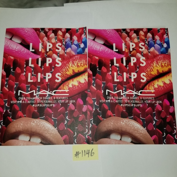 2 Sample Cards MAC Lips Lips Lips Ruby Woo, Velvet - Picture 4 of 4